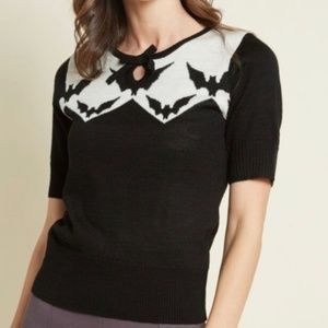 Hell Bunny Black And White Bat Sweater Sz M